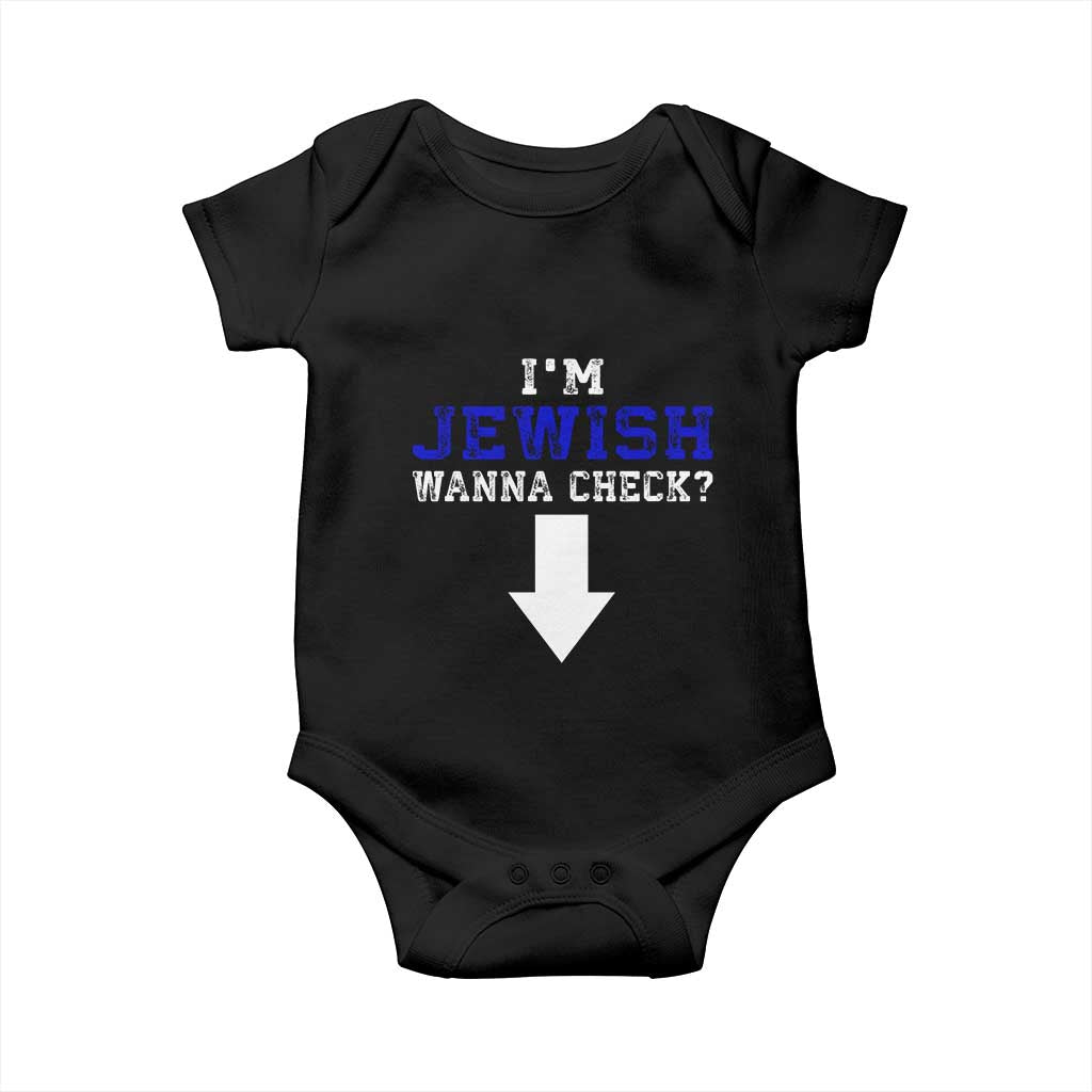 Funny Jewish Baby Onesie Im Jewish Wanna Check - Wonder Print Shop
