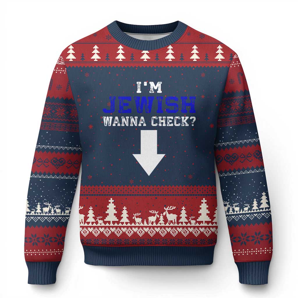 Funny Jewish Ugly Christmas Sweater Im Jewish Wanna Check - Wonder Print Shop