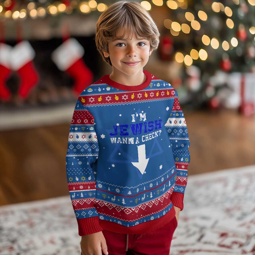 Funny Jewish Hanukkah Ugly Sweater Im Jewish Wanna Check - Wonder Print Shop