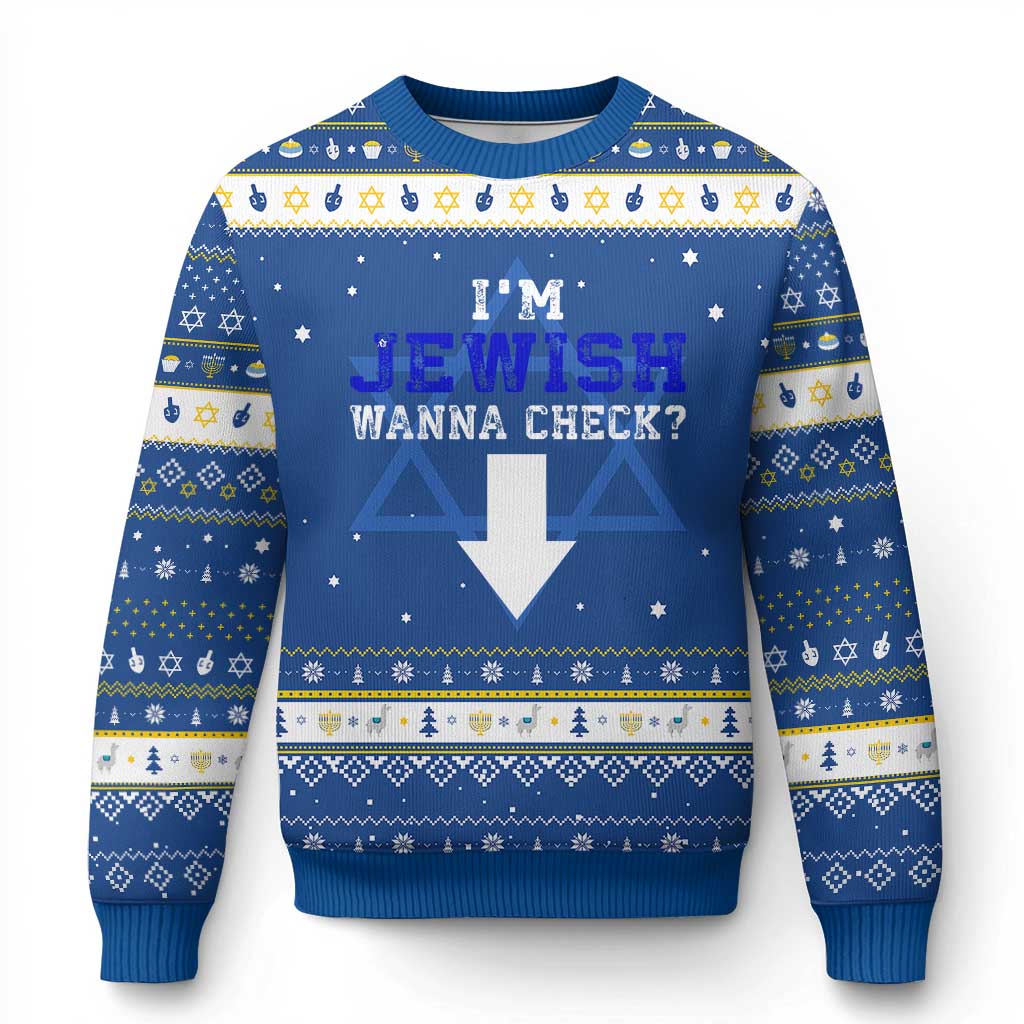 Funny Jewish Hanukkah Ugly Sweater Im Jewish Wanna Check - Wonder Print Shop