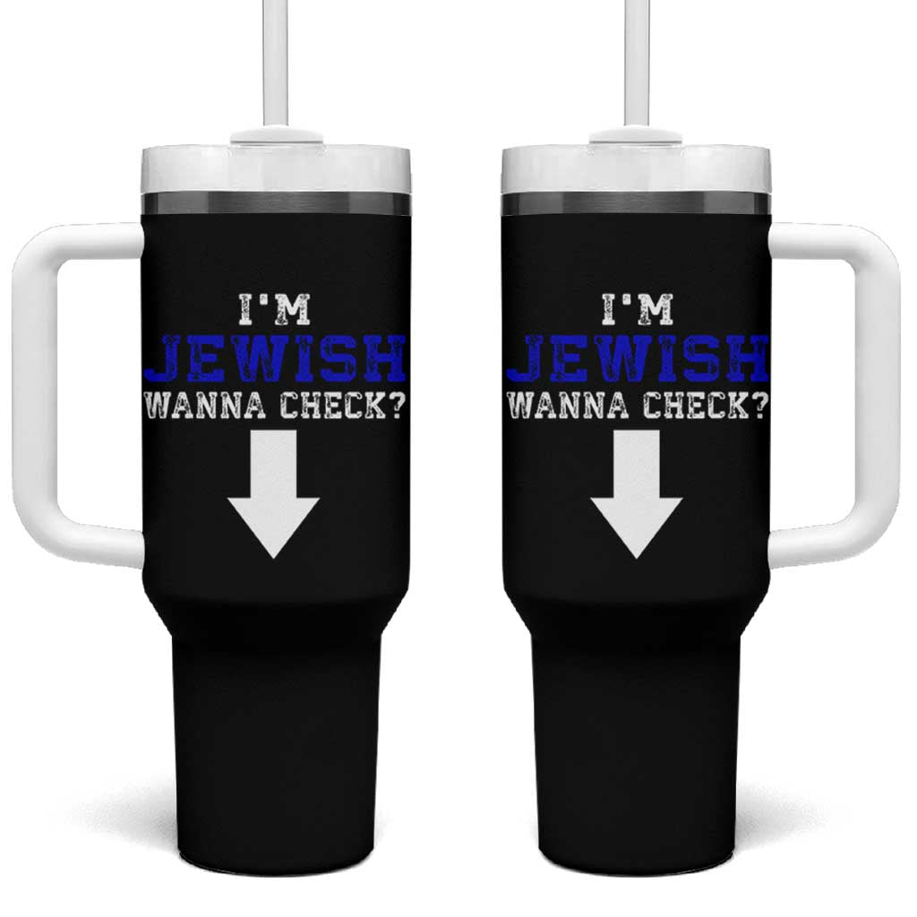 Funny Jewish Tumbler With Handle Im Jewish Wanna Check - Wonder Print Shop