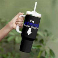 Funny Jewish Tumbler With Handle Im Jewish Wanna Check - Wonder Print Shop