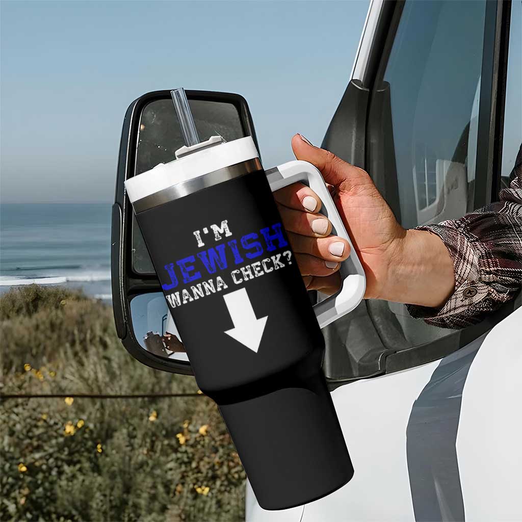 Funny Jewish Tumbler With Handle Im Jewish Wanna Check - Wonder Print Shop