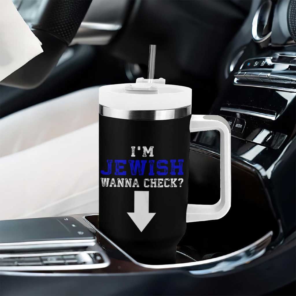Funny Jewish Tumbler With Handle Im Jewish Wanna Check - Wonder Print Shop