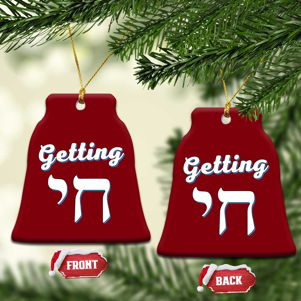 Funny Jewish Ceramic Ornament Getting Chai High Hanukkah Humor - Wonder Print Shop