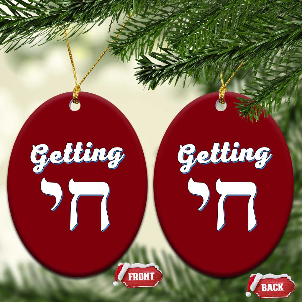 Funny Jewish Ceramic Ornament Getting Chai High Hanukkah Humor - Wonder Print Shop
