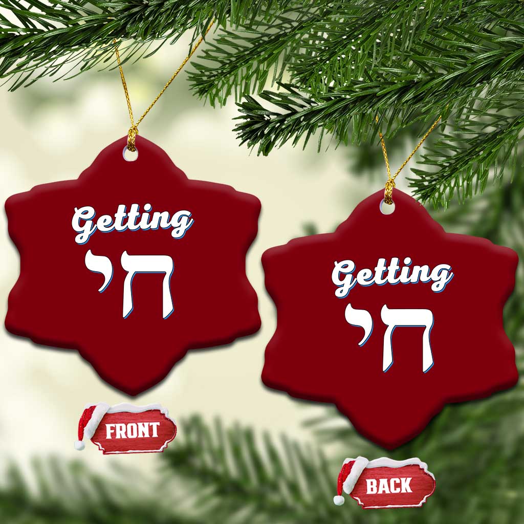 Funny Jewish Ceramic Ornament Getting Chai High Hanukkah Humor - Wonder Print Shop