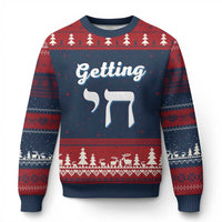 Funny Jewish Ugly Christmas Sweater Getting Chai High Hanukkah Humor - Wonder Print Shop