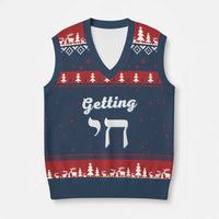 Funny Jewish V-Neck Knit Sweater Vest Getting Chai High Hanukkah Humor - Wonder Print Shop