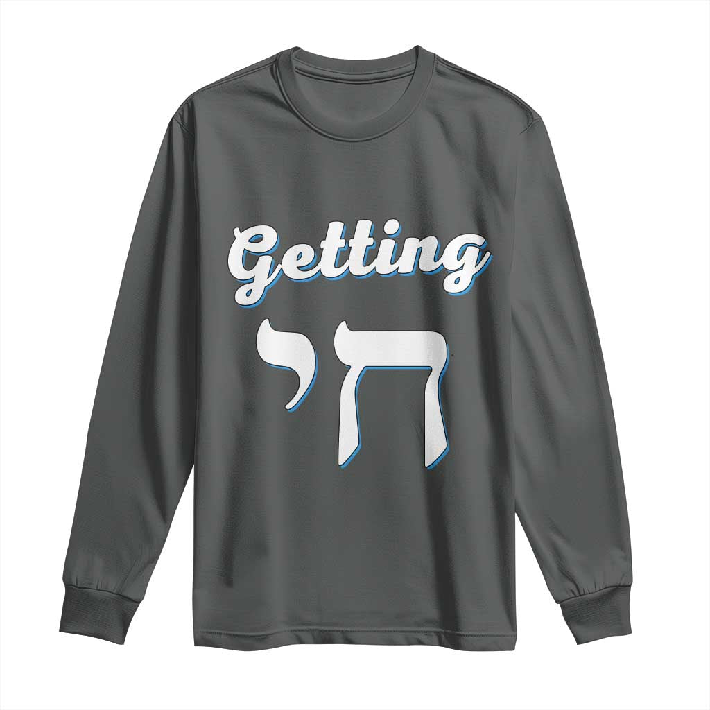 Funny Jewish Long Sleeve Shirt Getting Chai High Hanukkah Humor - Wonder Print Shop