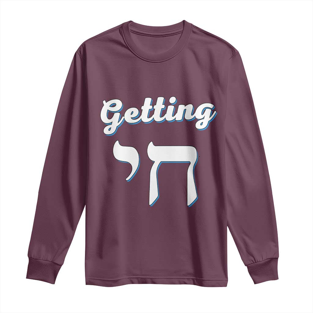 Funny Jewish Long Sleeve Shirt Getting Chai High Hanukkah Humor - Wonder Print Shop
