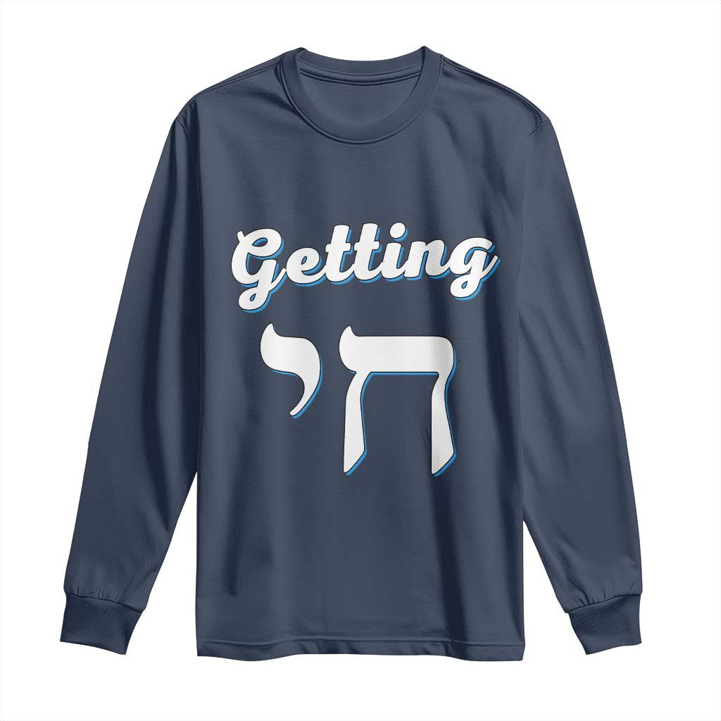 Funny Jewish Long Sleeve Shirt Getting Chai High Hanukkah Humor - Wonder Print Shop