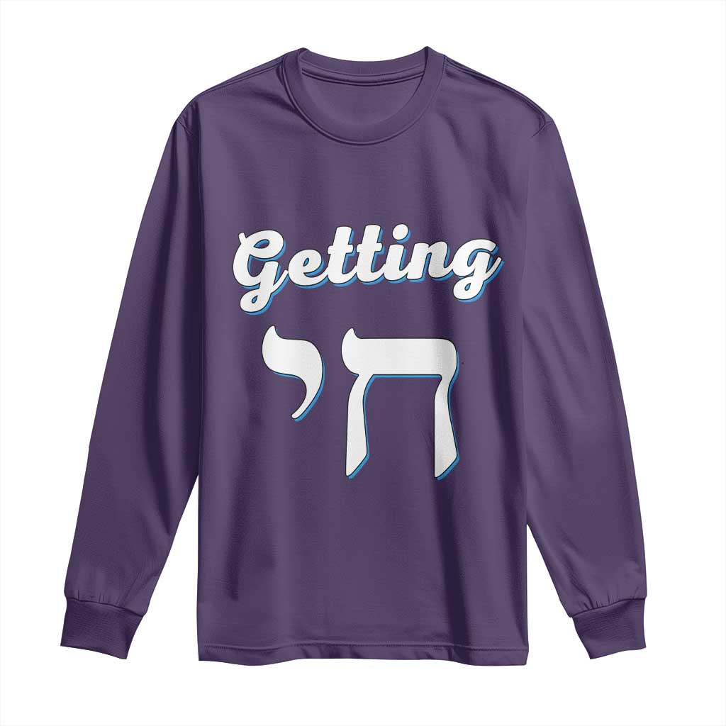 Funny Jewish Long Sleeve Shirt Getting Chai High Hanukkah Humor - Wonder Print Shop