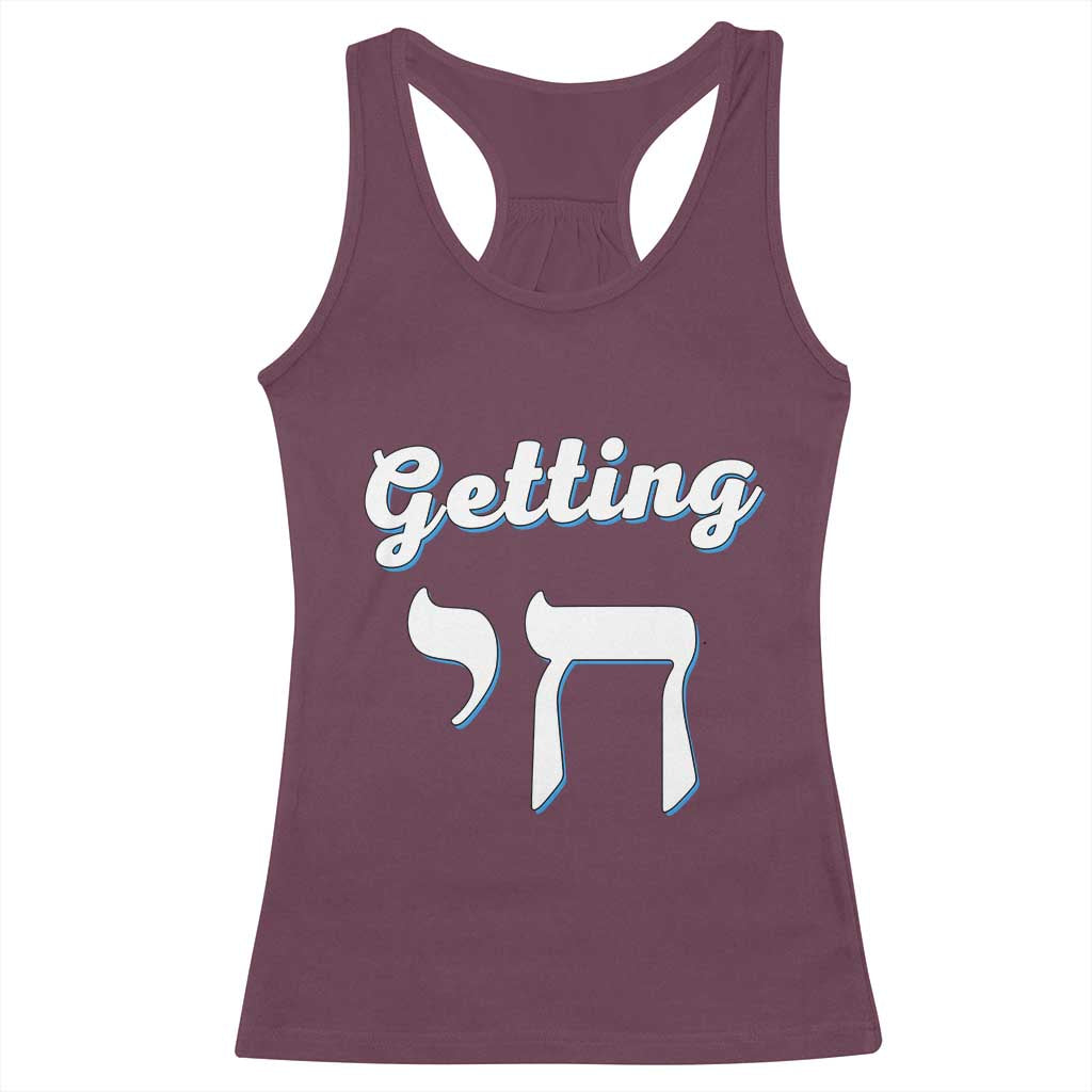 Funny Jewish Racerback Tank Top Getting Chai High Hanukkah Humor - Wonder Print Shop