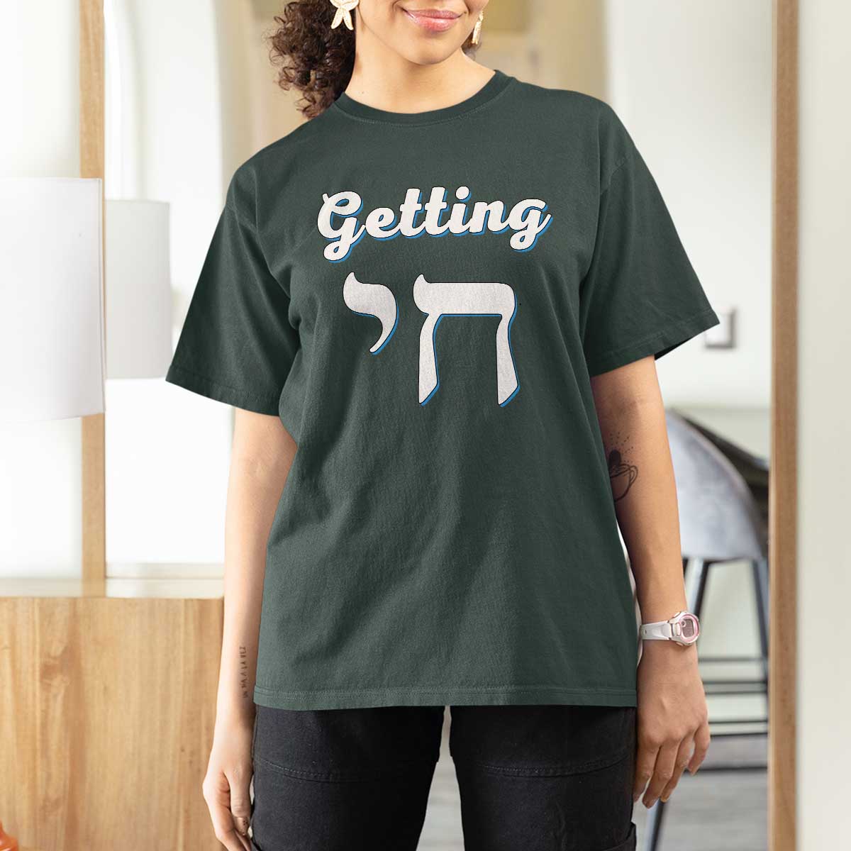 Funny Jewish T Shirt For Women Getting Chai High Hanukkah Humor - Wonder Print Shop