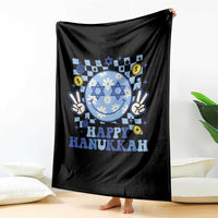 Happy Hanukkah Throw Blanket Groovy Star Of David Smile Face Chanukah Pajama - Wonder Print Shop