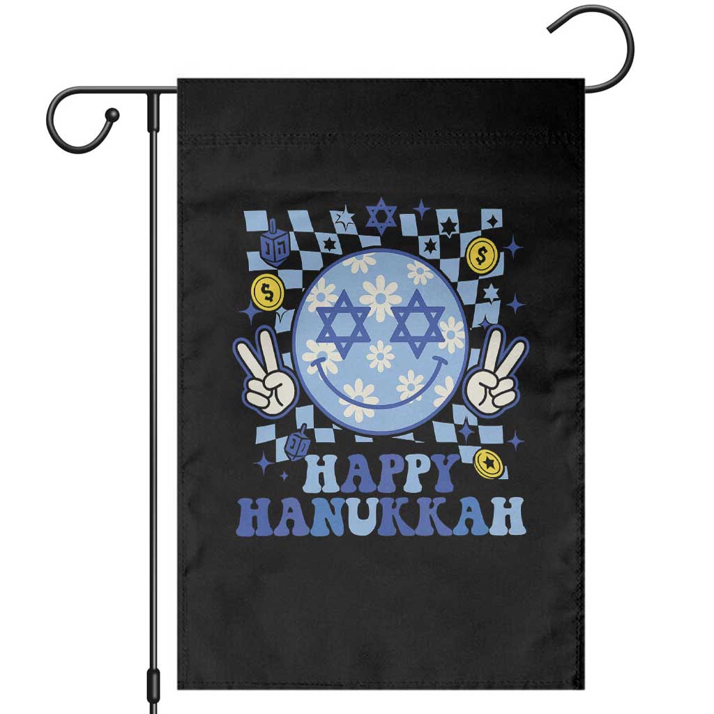 Happy Hanukkah Garden Flag Groovy Star Of David Smile Face Chanukah Pajama - Wonder Print Shop