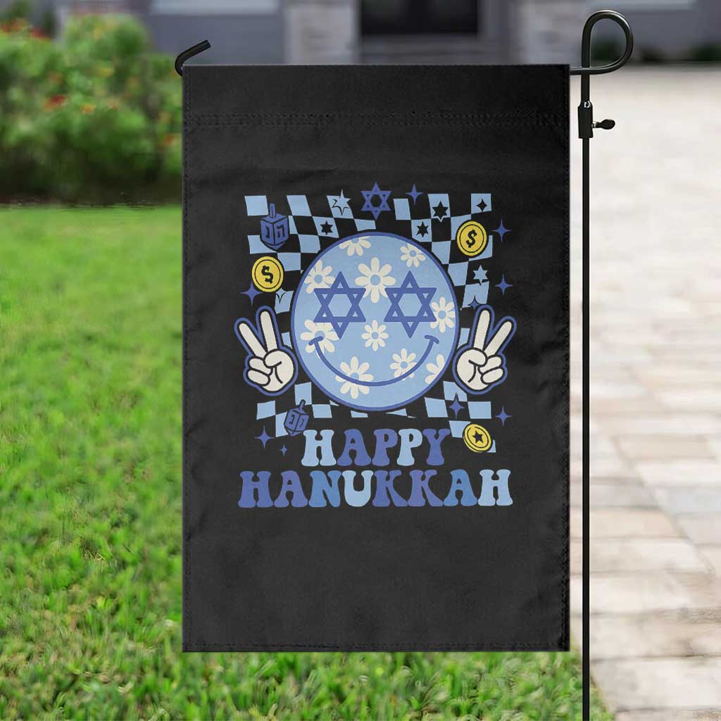 Happy Hanukkah Garden Flag Groovy Star Of David Smile Face Chanukah Pajama - Wonder Print Shop