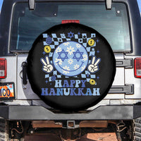 Happy Hanukkah Spare Tire Cover Groovy Star Of David Smile Face Chanukah Pajama - Wonder Print Shop
