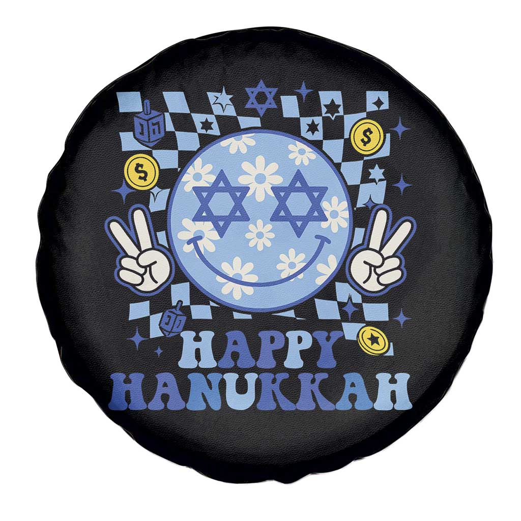 Happy Hanukkah Spare Tire Cover Groovy Star Of David Smile Face Chanukah Pajama - Wonder Print Shop