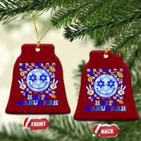 Happy Hanukkah Ceramic Ornament Groovy Star Of David Smile Face Chanukah Pajama - Wonder Print Shop