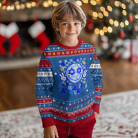 Happy Hanukkah Hanukkah Ugly Sweater Groovy Star Of David Smile Face Chanukah Pajama - Wonder Print Shop