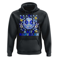 Happy Hanukkah Hoodie Groovy Star Of David Smile Face Chanukah Pajama - Wonder Print Shop