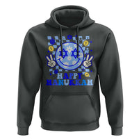 Happy Hanukkah Hoodie Groovy Star Of David Smile Face Chanukah Pajama - Wonder Print Shop