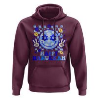 Happy Hanukkah Hoodie Groovy Star Of David Smile Face Chanukah Pajama - Wonder Print Shop