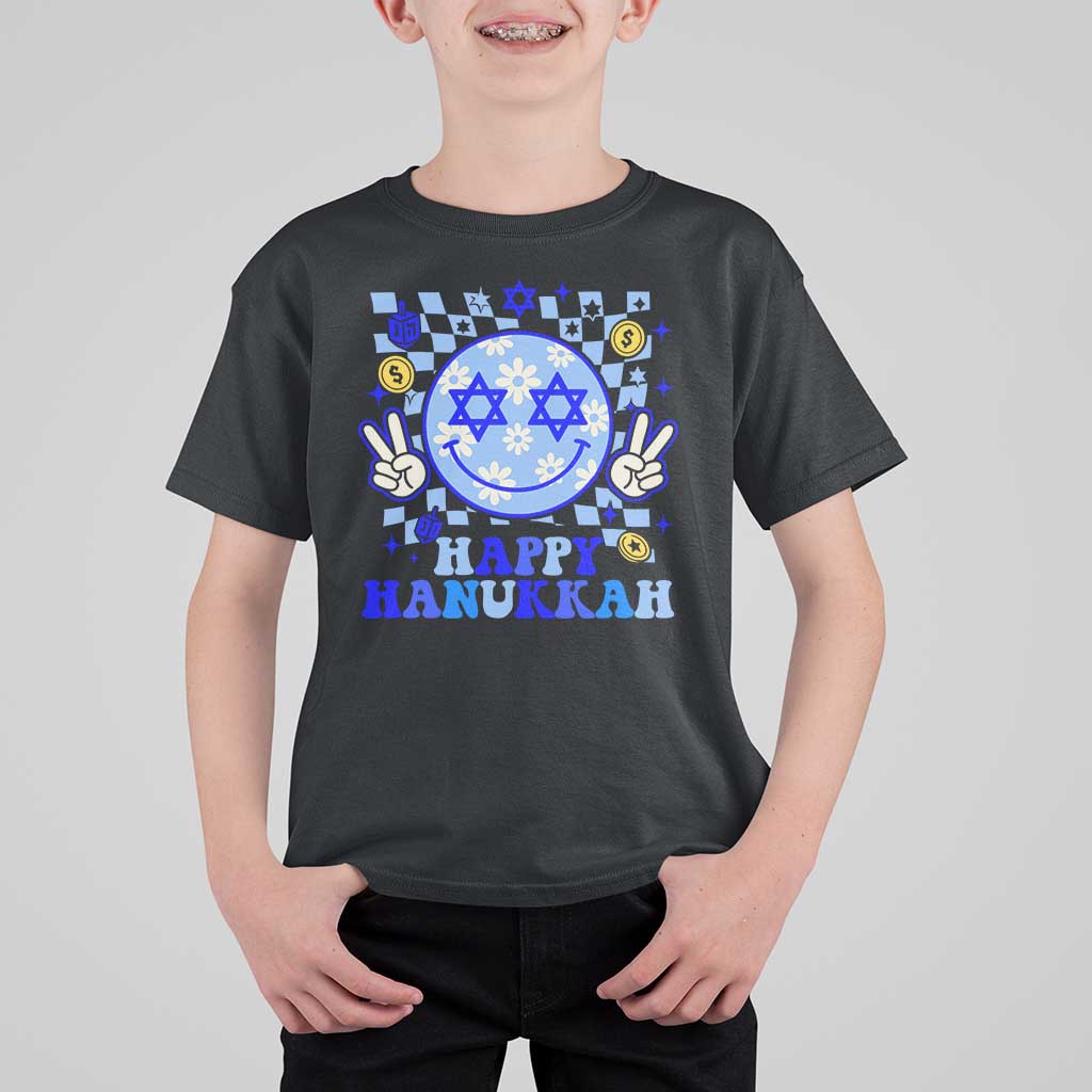 Happy Hanukkah T Shirt For Kid Groovy Star Of David Smile Face Chanukah Pajama - Wonder Print Shop