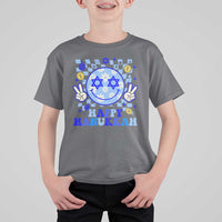 Happy Hanukkah T Shirt For Kid Groovy Star Of David Smile Face Chanukah Pajama - Wonder Print Shop