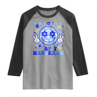 Happy Hanukkah Raglan Shirt Groovy Star Of David Smile Face Chanukah Pajama - Wonder Print Shop