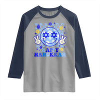 Happy Hanukkah Raglan Shirt Groovy Star Of David Smile Face Chanukah Pajama - Wonder Print Shop