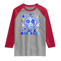 Happy Hanukkah Raglan Shirt Groovy Star Of David Smile Face Chanukah Pajama - Wonder Print Shop