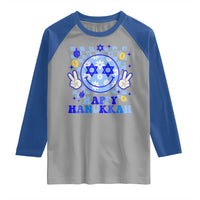 Happy Hanukkah Raglan Shirt Groovy Star Of David Smile Face Chanukah Pajama - Wonder Print Shop