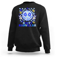 Happy Hanukkah Sweatshirt Groovy Star Of David Smile Face Chanukah Pajama - Wonder Print Shop