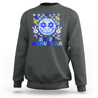 Happy Hanukkah Sweatshirt Groovy Star Of David Smile Face Chanukah Pajama - Wonder Print Shop