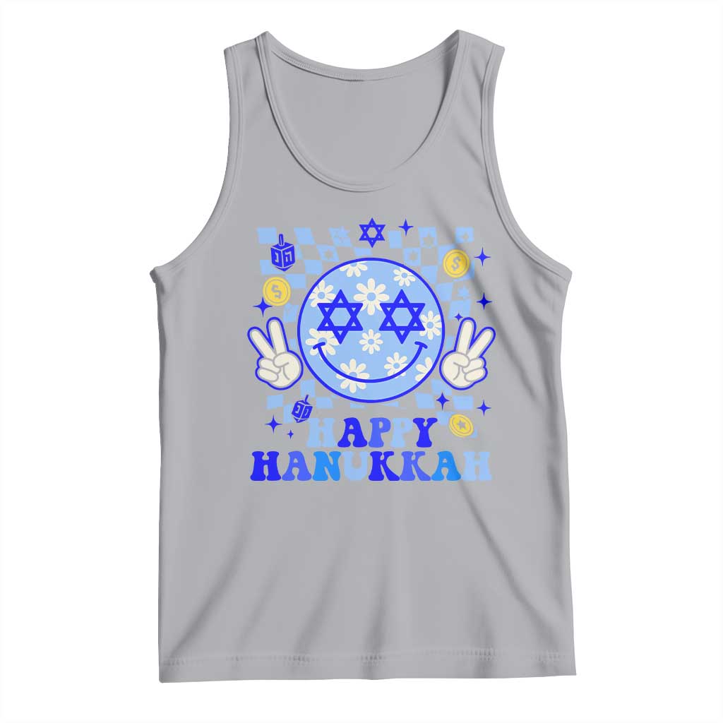 Happy Hanukkah Tank Top Groovy Star Of David Smile Face Chanukah Pajama - Wonder Print Shop