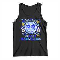Happy Hanukkah Tank Top Groovy Star Of David Smile Face Chanukah Pajama - Wonder Print Shop
