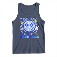 Happy Hanukkah Tank Top Groovy Star Of David Smile Face Chanukah Pajama - Wonder Print Shop