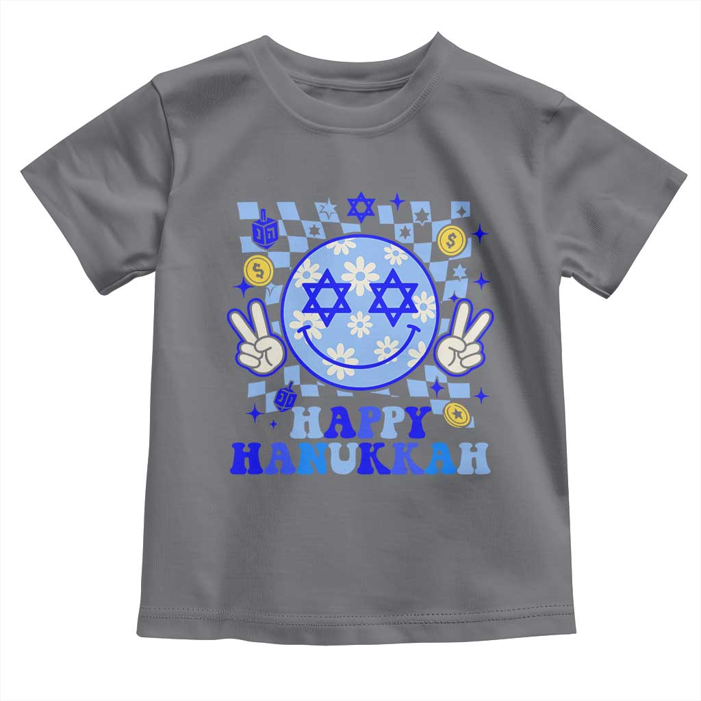 Happy Hanukkah Toddler T Shirt Groovy Star Of David Smile Face Chanukah Pajama - Wonder Print Shop