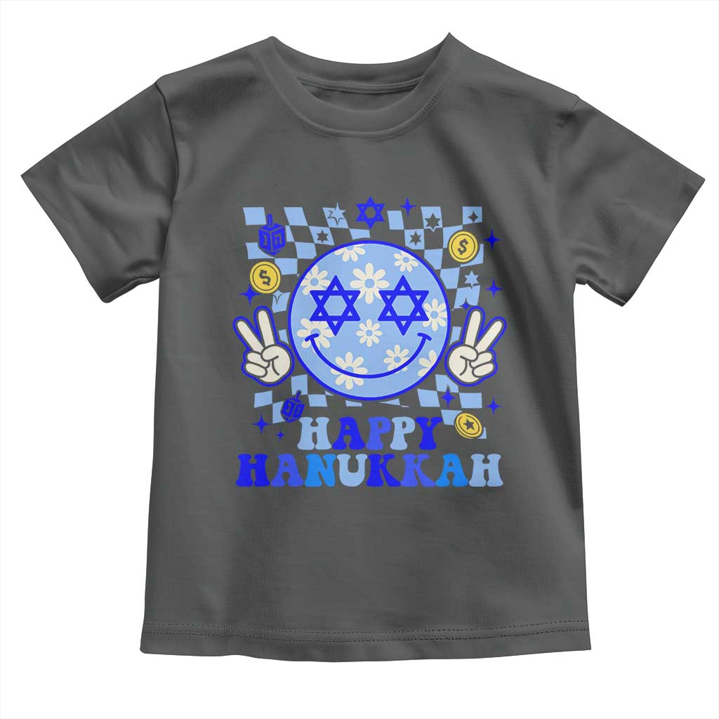 Happy Hanukkah Toddler T Shirt Groovy Star Of David Smile Face Chanukah Pajama - Wonder Print Shop