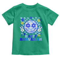 Happy Hanukkah Toddler T Shirt Groovy Star Of David Smile Face Chanukah Pajama - Wonder Print Shop