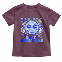 Happy Hanukkah Toddler T Shirt Groovy Star Of David Smile Face Chanukah Pajama - Wonder Print Shop
