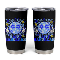 Happy Hanukkah Tumbler Cup Groovy Star Of David Smile Face Chanukah Pajama - Wonder Print Shop