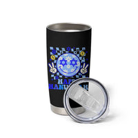 Happy Hanukkah Tumbler Cup Groovy Star Of David Smile Face Chanukah Pajama - Wonder Print Shop