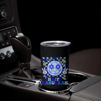 Happy Hanukkah Tumbler Cup Groovy Star Of David Smile Face Chanukah Pajama - Wonder Print Shop