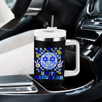 Happy Hanukkah Tumbler With Handle Groovy Star Of David Smile Face Chanukah Pajama - Wonder Print Shop