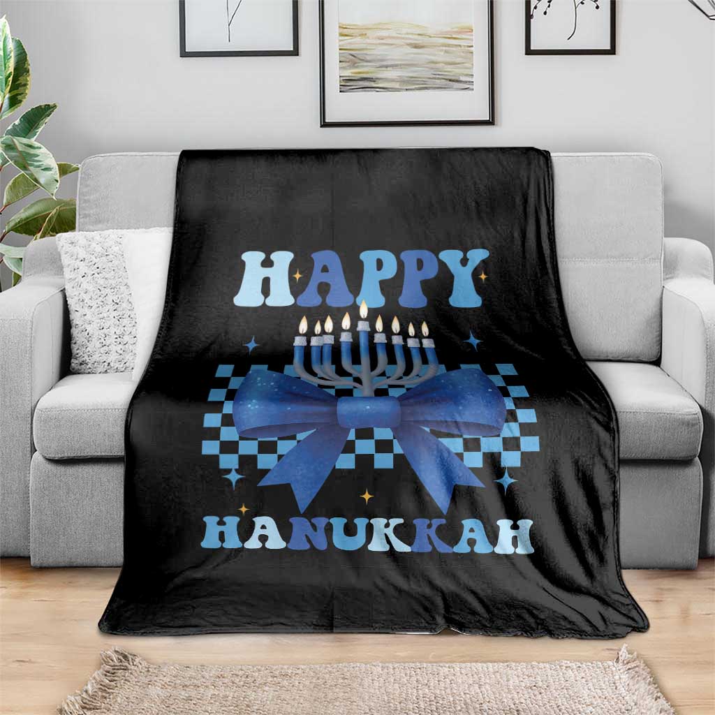 Coquette Hanukkah Throw Blanket Jewish Menorah Bow Girls - Wonder Print Shop