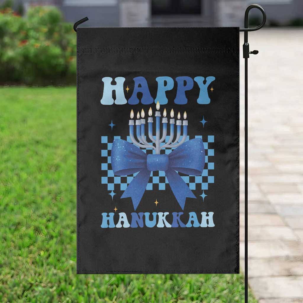 Coquette Hanukkah Garden Flag Jewish Menorah Bow Girls - Wonder Print Shop